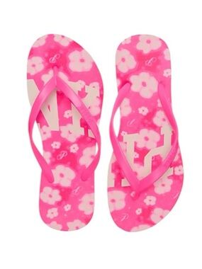 Victoria’s Secret PINK Floral Flip Flops Pink Logo Sandals